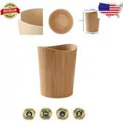 Natural Wood Wastebasket with Open-Top Design - 10L Versatile Storage Bin