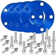 DEMULAX Spacers, Forged Aluminum 4 Pcs 5x120 Staggered Wheel Spacers Kit 2 Pcs 15mm 2 Pcs 20mm with Extended Bolts Fits, for BMW, Car Flange Shims Plate Car Wheel Spacer