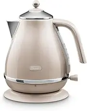 [De'Longhi] Icona Vintage Metallics Electric Kettle, 360° Swivel Base, Cord Storage, Stainless Steel, KBOV3001BG, 2000W, Beige