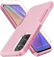 Ezydigitals Case Dual Layer Tough Cover Rugged Case for Samsung Galaxy A36 5G + Tempered Glass Screen Protectors - Pink