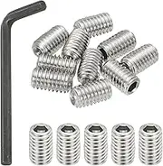 uxcell 3/8-16x5/8 Internal Hex Socket Set Grub Screws, 10 Pcs 304 Stainless Steel Cup Point Set Screw with Hex Key Wrench for Door Handles Bathroom Fixtures