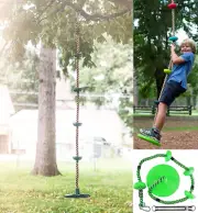 Kids Climbing Rope Swing Disc Swing Seat Rope Ladder Outdoor Tree Backyard GREEN