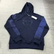 New Sergio Tacchini Sweater Mens Extra Small Iridescent Hoodie Blue Track Jacket