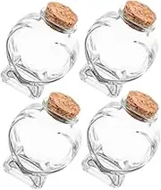 BESTOYARD 4Pcs Clear Heart Shaped Glass Bottles with Cork Storage Containers for DIY Crafts Drift Bottle Adornment and Candy Jars