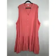 NWT Nine West Women Plus Size 5 Blouse Tunic Orange Collared Sleeveless Beach