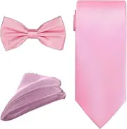 [FLYCHI] Men's Ties Set, Bow Tie, Neck Tie with Handkerchief for Casual & Formal Wear, Weddings, Prom Party