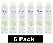 6 x DOVE 127g / 220ml DEODORANT GO FRESH CUCUMBER & GREEN TEA SCENT BRAND NEW
