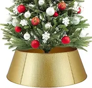 Christmas Tree Collar, 28”,Holiday Decoration, Ring Metal Christmas Tree Skirt Decoration,Gold