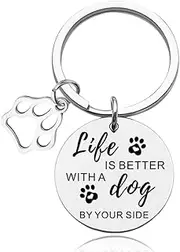 [yaozeio] Paw Keychain Gifts for Dog Lover Gifts for Daughter Son Christmas Xmas Gifts for Girlfriend Boyfriend Birthday Gifts for Friend Dog Owner Gifts for Mom Dad Life is Better With a Dog Key Chain Gifts