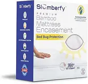 Slumberfy Queen Size Waterproof Bamboo Mattress Encasement by - Premium Skin-Safe Mattress Protector with 360 EZ Zipper, Lab-Tested Bed Bug, Zippered Mattress Encasement (60x80 in)