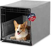 VERABE 3-Piece Waterproof Dog Crate Cover Set with Kennel Cover, Bed Mat & Bumper Pad - Washable Pet Crate Accessories Fit for 24 Inch Dog Cages (24", Gray)