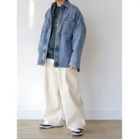 在飛比找蝦皮商城優惠-韓國平口雙袋單寧外套 兩色