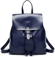 [YUN MENG] Fashion Backpack Female Fashion Handbags Europe and America Pu Backpack Simple Travel Bag Casual Daypack School Bag for Women (Color : Dark Blue, Size : M)