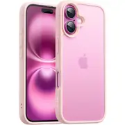 JETech Matte Case for iPhone 16 6.1-Inch, Shockproof Military Grade Drop Protection, Frosted Translucent Back Phone Cover, Anti-Fingerprint Light Pink