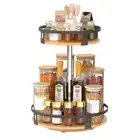 Wood Lazy Susan Organizer, 2-Tier 360° Rotating Spice Rack, 11 Inch Lazy Susa...