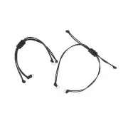Black Polyester Cord Bracelet Base 5.5 - 9.5"- 0.6mm - 5 Bracelets - N799