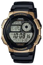 Casio AE1000W-1A3V, World Time Watch, Chronograph, 5 Alarms, 10 Year Battery