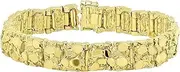 [The Bling Factory] Thick 12.5mm 14k Gold Plated Chunky Nugget Textured Link Bracelet + Microfiber