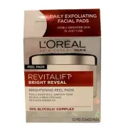 L'Oreal Revitalift Bright Reveal Brightening Reveal Pads Exfoliating Facial Pads
