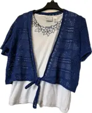 NWT Alfred Dunner Attached Tank Top Open Front Cardigan Set Size XL