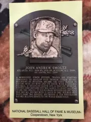 John Smoltz Postcard- Baseball Hall of Fame Induction Plaque -Cooperstown Photo