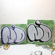 PAIR Original NIMBUS Small Acrylic Paintings Canvas Panel Graffiti Style Art SET