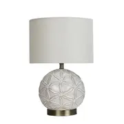 Ceramic Textured White Table Lamp With Shade