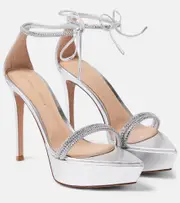 [Gianvito Rossi] Gianvito Rossi Burma embellished leather platform sandals AU 10 silver
