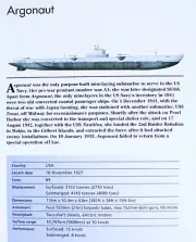 Argonaut Submarine Vessel Picture Out of Print Spec Sheet Decor Art USA