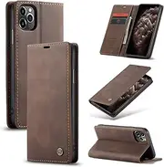 Cracedily for iPhone 11 Pro Max Case, Flip Wallet Leather Case with Card Holder Magnetic Closure Shockproof Kickstand Protective Phone Cases Cover for iPhone 11 Pro Max, Coffee