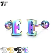 TT Surgical Steel Initial Letter E Ear Cartilage Tragus Earrings (TR77E) NEW