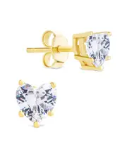 Sterling Forever 14K Over Silver CZ Heart Stud Earrings