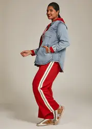 [Virtuelle] Taking Shape Modal Side Stripe Trackpant Size 18 in Lipstick RED - Plus Size Women's Clothing Lipstick Red