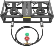the BLOCK BURNER MAX Double Propane Outdoor Burner. 200,000 Total BTU. Wok Burne