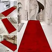 Runner Rug 80x200cm Modern Red Long Carpet Runners for Hallway，Kitchen，Hall，Living Room Entryway Floor Non-Slip Mat 60cm/70cm/80cm/100cm Wide(3.3ft×8.2ft/100×250cm)