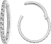 Pierced Koala 2PCS Titanium Implant Grade 16G Gem Septum jewellery Hinged Segment Ring Body Piercing Nose Hoop Lip Clicker Tragus Daith Eyebrow Ring Helix Cartilage Rook Earrings