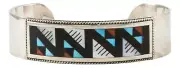 Zuni Native American Turquoise Coral and Shell Inlay Bracelet by Othole SKU23185