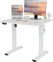 LongKe Electric Standing Desk Adjustable Height, Stand up Home Office Desk, Sit Stand Desk with Memory Preset (White, 32 inches)