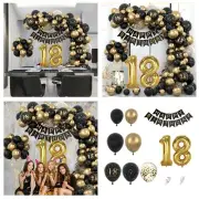 Black And Gold Birthday Arch Balloon Set 18th Birthday Party Decoration Scene