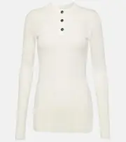 [Khaite] Khaite Byron cotton-blend jersey top AU 14 white