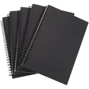 5Pcs A5 Black Spiral Notebook Blank Sketchbook Unruled Journal Pack Thick6293