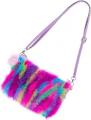 [Veemoon] Cute Plush Crossbody Bag for Rainbow Phone Storage Pouch Multi Colored Coin Purse for Lightweight and Comfortable for Outdoor Use