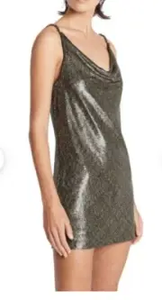 Sass & Bide Lush Night Dress Bronze Sequin 14 , 44 , L RRP$490 Chain Metallic