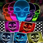 Halloween Clubbing Light Up LED Mask Costume Rave Cosplay Party Purge 4 Modes US