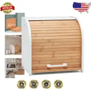 Sustainable Bamboo Bread Bin with Adjustable Shelf - Modern Kitchen Essential