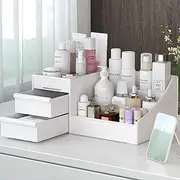 Makeup Organiser Skincare Organiser Vanity Jewelry,Makeup, Brushes, Lipsticks, Nail Polish Container,Desktop Dresser Sundries Storage Box (White)