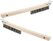 PartyKindom 1set Pizza Brush Hand Brush Scraper for Cleaning Cleaning Scraper Coir Beige 2pcs