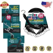 Flexible and Strong 21-Inch Heavy-Duty Bungee Cords with Crimped Hooks – 50 Pack