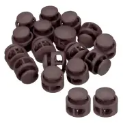 16Pcs 0.7" Dia Cord Locks Double Hole Cord Fastener Dark Brown