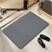 Stone Bath Mat, Diatomaceous Earth Non-Slip Shower Mat, Quick Drying Diatomite Bath Stone Mat for Bathroom Floor -Super Absorbent, Natural, Easy to Clean (39x60x0.9 CM,Grey)